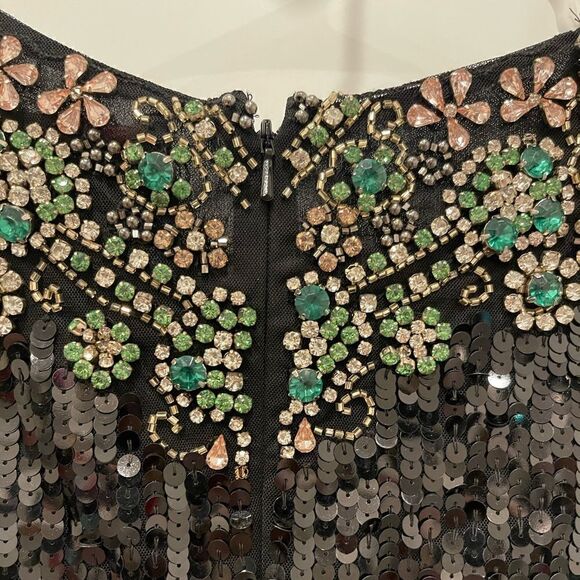 Mac Duggal  Beaded Neckline Sequins Black 
Long Sleeve Dress.Size 6 - Picture 10 of 16